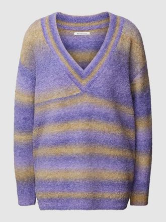 Tom Tailor Denim Strickpullover mit tiefem V-Ausschnitt Modell colourflow in Purple, Größe XS