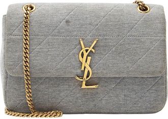 Saint Laurent Grey Quilted Jersey Jamie Medium Shoulder Bag (Authentic Pre- Loved)