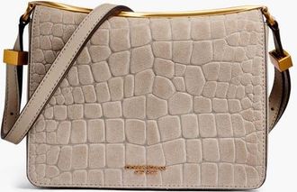 DKNY Jericho Croc-Effect Suede Shoulder Bag in Moth at Nordstrom
