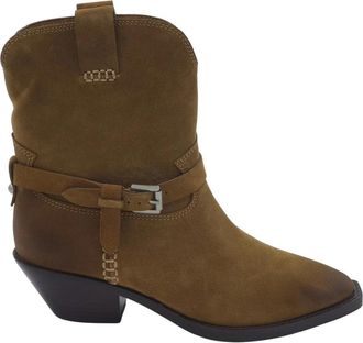 Ash Su&egrave;de Gesp Enkellaars - Dames - Cowboylaarzen - Bruin - 36 EU - Su&egrave;de - Schoenen