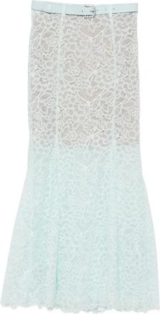 Self Portrait Belted Lace-overlay Mini Skirt