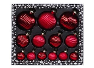 Magic Bodyfashion Christbaumkugeln Glas Strukturkugeln gewellt Set 13 St&uuml;ck Christbaumschmuck Christbaumkugeln Weihnachtskugeln Weihnachtsschmuck Kugeln Deko Weihnachte