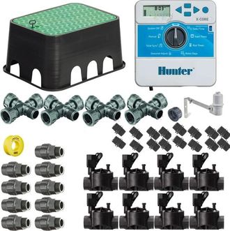 Hunter Kit Riego Automatico 8 Zonas 24v Hunter Para Tuberia 32mm Incluye Programador, Electrovalvulas Y Accesorios