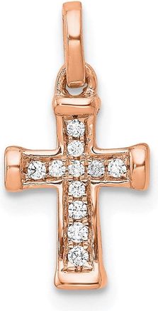 Diamond2Deal 10K Gold Small 1/20ct. Diamond Latin Cross Pendant