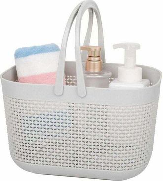 OEM Portaoggetti Portatile Per Doccia Con Maniglie, Contenitore In Plastica Per Cucina, Bagno E Dormitorio Universitario, Grigio