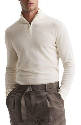 Reiss Blackhall Quarter Zip Wool Sweater in Bianco at Nordstrom Rack, Size Xx-Large