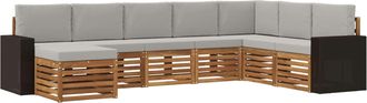 vidaXL Conjunto De Sof&aacute;s De Exterior 8 Uds. Natural Y Gris Claro Vidaxl