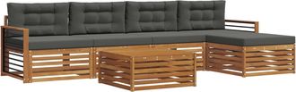 vidaXL Conjunto De Sof&aacute;s De Exterior 6 Uds. Natural Y Antracita Vidaxl