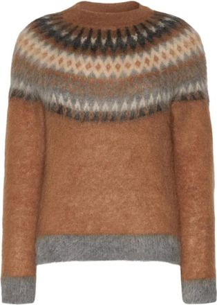 Max Mara Mstglassa Fair Isle Crewneck Sweater - Knitwear - Mujer - Marr&oacute;n - M