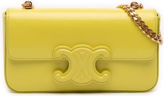 Celine Pre-owned Womens Shiny Calfskin Claude Chain Shoulder Bag - Lime Green Leather - One Size