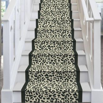 Runrug Stair Runner Carpet for Staircases - Soft & Comfy, 9mm - Rosette in Black | Size: 60 cm x 540 cm