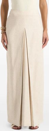 Mani&egrave;re De Voir Regine linnen maxi-plooirok - Beige