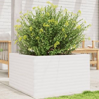 vidaXL Jardinera Madera Maciza De Pino Blanco 80x80x45,5 Cm Vidaxl