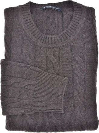 Manrico Cashmere Kabelgebreide trui - TAUPE