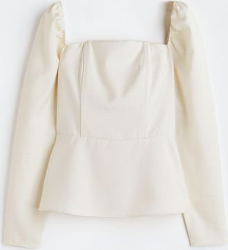 H&M Peplumbluse - Naturweiss