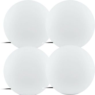 Loops 4 PACK IP65 Outdoor Garden Ball Light White Plastic 1x 40W E27 390mm Globe