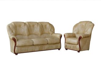 VENTE-UNIQUE.COM 100% piel 4 plazas beige 183x91cm