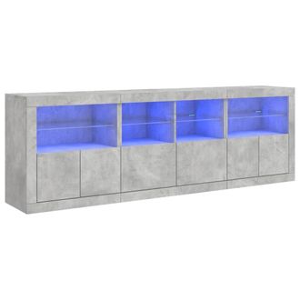 Berkfield Home Sideboard with LED Lights Concrete Grey 202x37x67 cm | Size: 202 x 37 x 67 cm