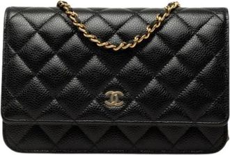 Chanel Pre-owned Wallet on Chain - Dames - Vintage Schoudertas - Zwart - ONE Size - Leer - Vintage