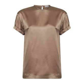 Brunello Cucinelli Brunello Cucinelli, Blouses, female, Brown, Size: XL Silk Blouse