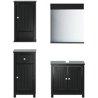 vidaXL Juego De Muebles De Ba&ntilde;o Berg 4 Pzas Madera Maciza Pino Negro Vidaxl