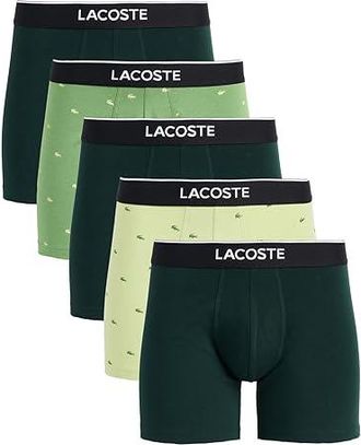 Lacoste 5-Pack Boxer Briefs Mens Underwear Green : XS (EUR 3), Cotton/Elastane