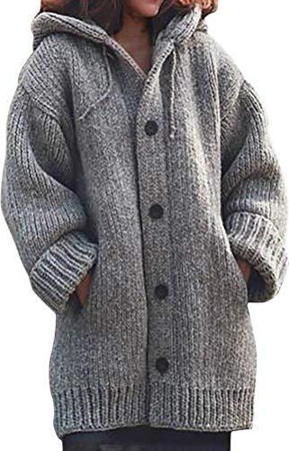 Capuche Gilet En Laine Long Femme TOMWELL Gilet Cardigan