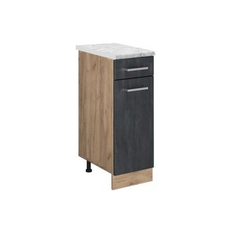 Vicco Armario De Cocina Con Caj&oacute;n R-line, Hormig&oacute;n Negro, 30 Cm Et M&aacute;rmol