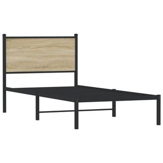 vidaXL Estructura De Cama Sin Colch&oacute;n Metal Roble Sonoma 90x190 Cm Vidaxl