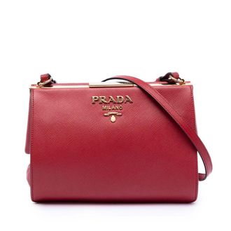 Prada Pre-owned Prada Saffiano and City Calf Light Frame Crossbody Ladies 5MP9I6OOWX9D10UB