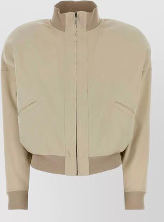 Gucci high collar jacket silk nylon blend