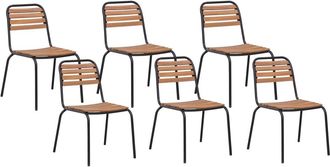 Beliani Conjunto de 6 sillas de jard&iacute;n Madera de acacia Marr&oacute;n