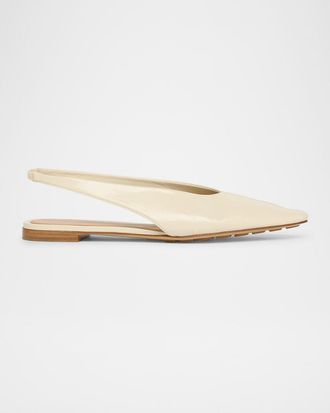Bottega Veneta Slingback Pointed Leather Ballet Flats
