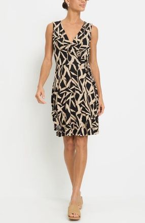 Lascana Womens Wrap Look Dress in Black & Taupe at Nordstrom, Size 12