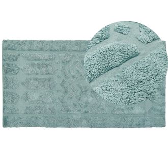 Beliani Alfombra De Algod&oacute;n Verde Menta 80 X 150 Cm Hecho A Mano Patr&oacute;n Geom&eacute;trico Sirnak