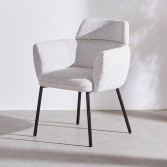 Maisons du monde Silla de tela gris claro jaspeado y acero negro