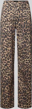 Jack & Jones Wide Leg Hose mit Leo-Muster Modell SARAH TOKYO in Sand, Gr&ouml;&szlig;e XL/30