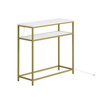 SoBuy Sobuy Mesa De Consola Para Entrada Dorada Con Enchufes Estante Auxiliar Con Usb Y Estante Inferior Mueble De Recibidor De Mdf Dorado 80&times;30&times;75 Cm Capac