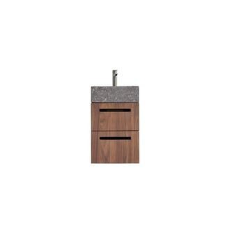 Tikamoon Mueble de ba&ntilde;o de nogal macizo y m&aacute;rmol de 40 cm