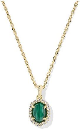 Kendra Scott Daphne Crystal Frame Short Pendant Womens Necklace Womens Necklace Gold Green Malachite, Brass/Crystal/Gold-Plated