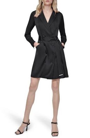 DKNY Long Sleeve Double Breasted Trench Dress in Black at Nordstrom Rack, Size 12