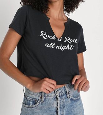 Prince Peter Rock N Roll All Night Crop Tee In Vintage Black