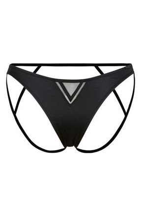 Savage x Fenty Satin Vixen Crotchless Briefs in Black Caviar at Nordstrom, Size 4X