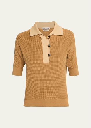 J.W.Anderson Short-Sleeve Textured Knit Polo Sweater