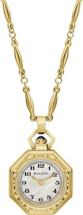 Bulova Rubaiyat Pendant Necklace Womens Gold Watch 97L182 Stainless Steel - One Size