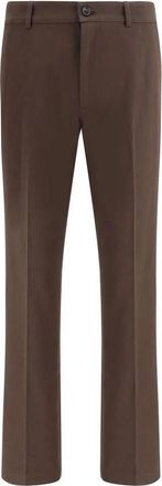 Burberry Katoenen Chino Broek met Iconische Details - Heren - Chinos - Bruin - M - Katoen - Broeken