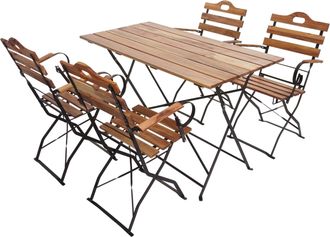 Hhg Nunca Usado] Juego De Jard&iacute;n De Cerveza Hhg 439, Juego De Bistro Mesa Plegable Silla Plegable, Calidad De Catering Acacia Mvg-certificado, Color Natur
