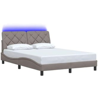vidaXL Estructura De Cama Con Led Sin Colch&oacute;n Tela Taupe 140x200 Cm Vidaxl