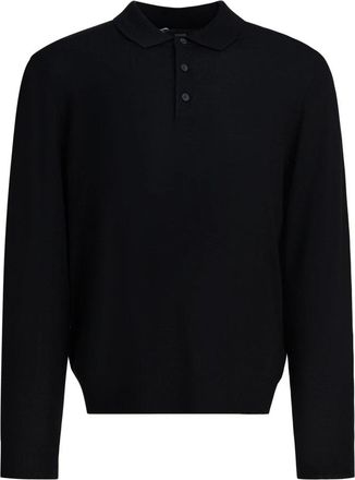 Vince Wollen Polo Sweater met Lange Mouwen - Heren - Ronde hals truien - Zwart - S - Wol - Truien & Vesten