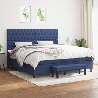 vidaXL Vidaxl - Cama Box Spring Con Colch&oacute;n Tela Azul 200x200 Cm
